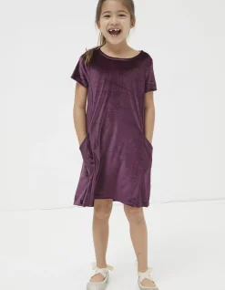 FatFace Simone Velvet Dress Plum New