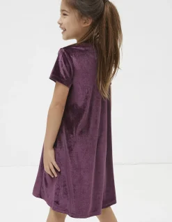 FatFace Simone Velvet Dress Plum New