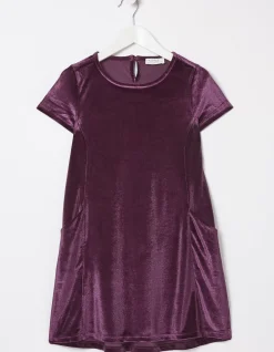 FatFace Simone Velvet Dress Plum New