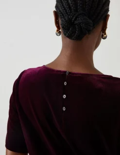 FatFace Simone Velvet Dress Dark Plum Online