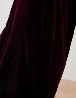 FatFace Simone Velvet Dress Dark Plum Online