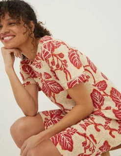 FatFace Simone Vine Jersey Dress Ivory New