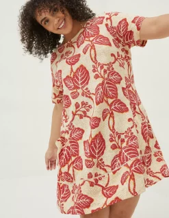 FatFace Simone Vine Jersey Dress Ivory New