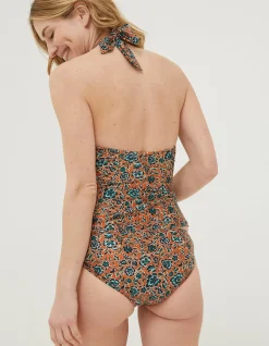FatFace Sketched Floral Hoop Tankini Top Light Orange
