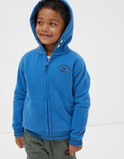FatFace Ski You Later Sweat Zip Hoodie Cobalt Blue Outlet