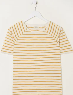 FatFace Skylar Stripe Top Golden Yellow Best