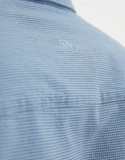 FatFace Slim Hove Micro Check Shirt Blue Discount
