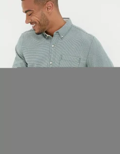 FatFace Slim Hove Micro Check Shirt Dark Teal Sale