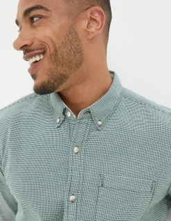 FatFace Slim Hove Micro Check Shirt Dark Teal Sale