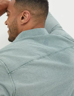 FatFace Slim Hove Micro Check Shirt Dark Teal Sale