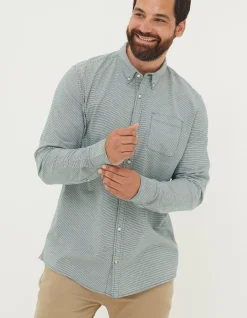 FatFace Slim Hove Micro Check Shirt Dark Teal Sale
