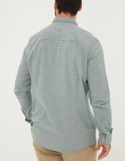 FatFace Slim Hove Micro Check Shirt Dark Teal Sale