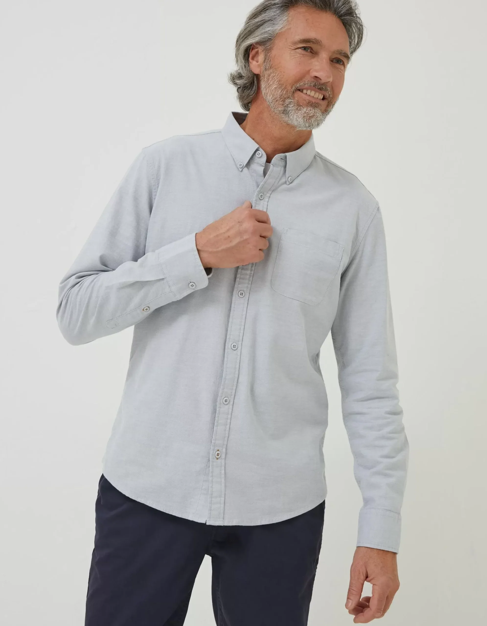 FatFace Slim Hove Oxford Shirt Grey Hot