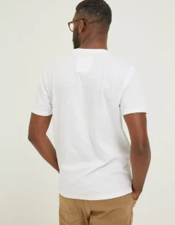 FatFace Slub Henley T-Shirt White Discount