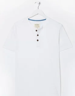 FatFace Slub Henley T-Shirt White Discount