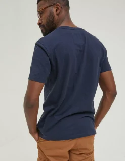 FatFace Slub Henley T-Shirt Navy Outlet
