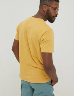 FatFace Slub Henley T-Shirt Yellow Sale