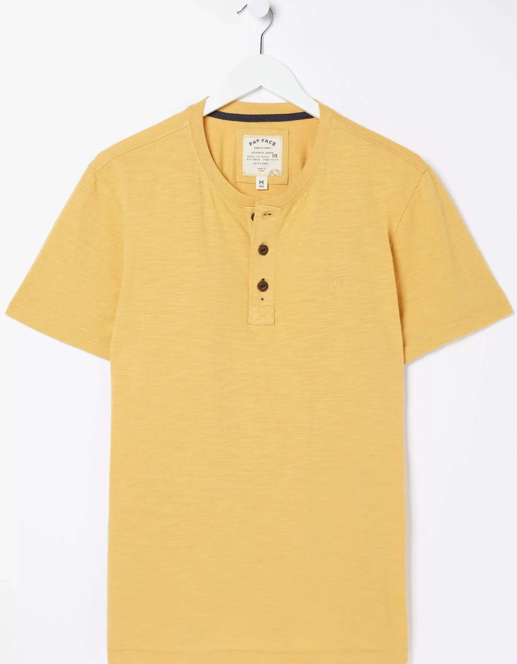 FatFace Slub Henley T-Shirt Yellow Sale