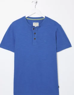 FatFace Slub Henley T-Shirt Cobalt Blue Online