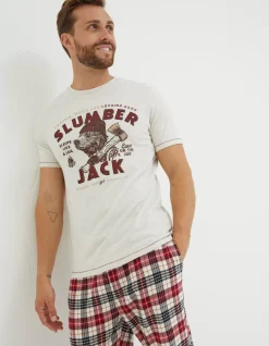 FatFace Slumber Jack T-Shirt Ivory Marl Best