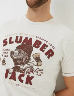 FatFace Slumber Jack T-Shirt Ivory Marl Best