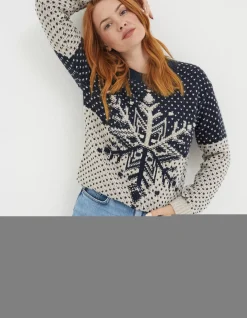 FatFace Snowflake Jumper Navy Hot