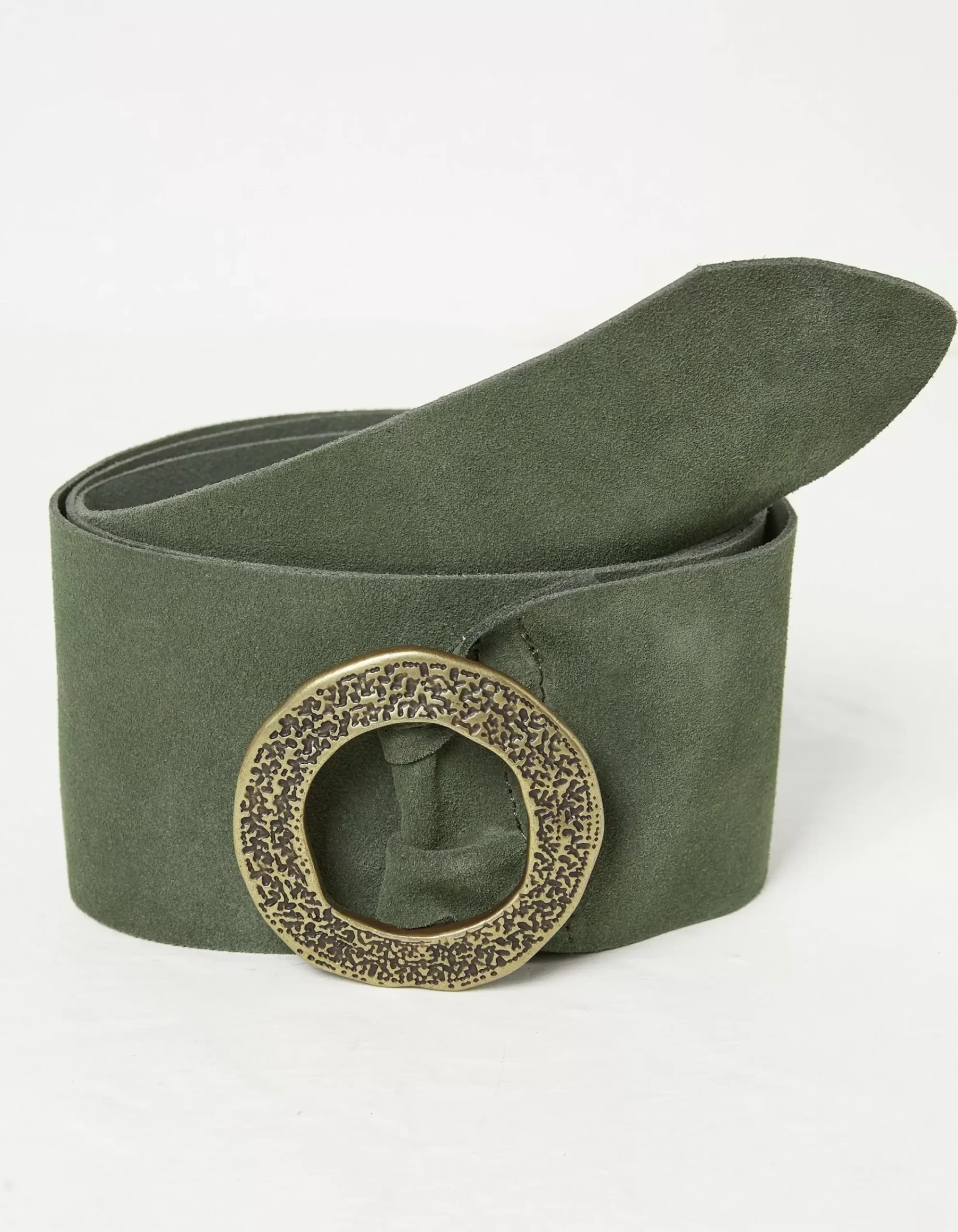 FatFace Soft Wide Suede Belt Khaki Green Online