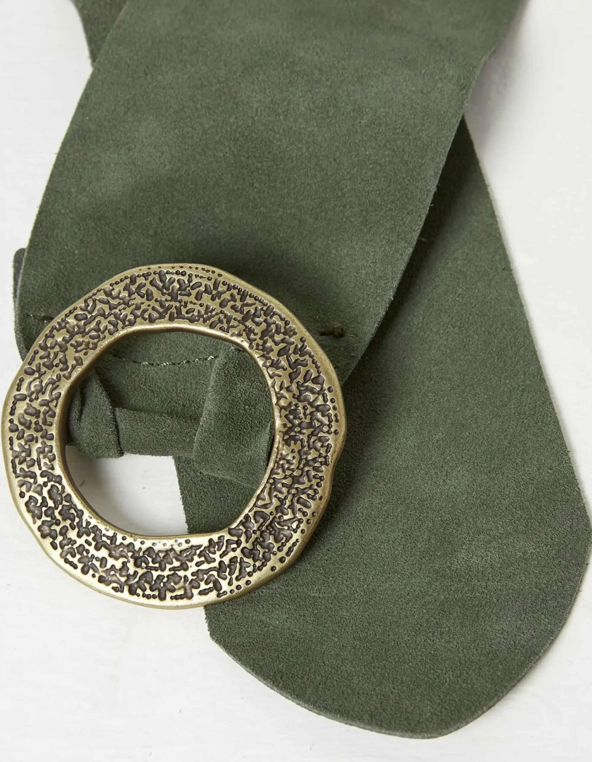 FatFace Soft Wide Suede Belt Khaki Green Online
