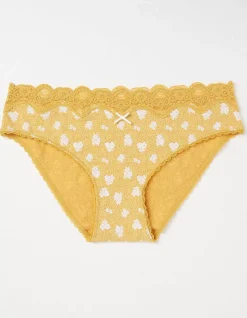 FatFace Sophia Floral Mini Knickers Mustard Yellow New