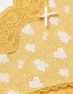FatFace Sophia Floral Mini Knickers Mustard Yellow New