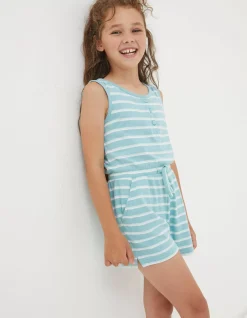 FatFace Sophia Stripe Playsuit Aqua Blue Hot