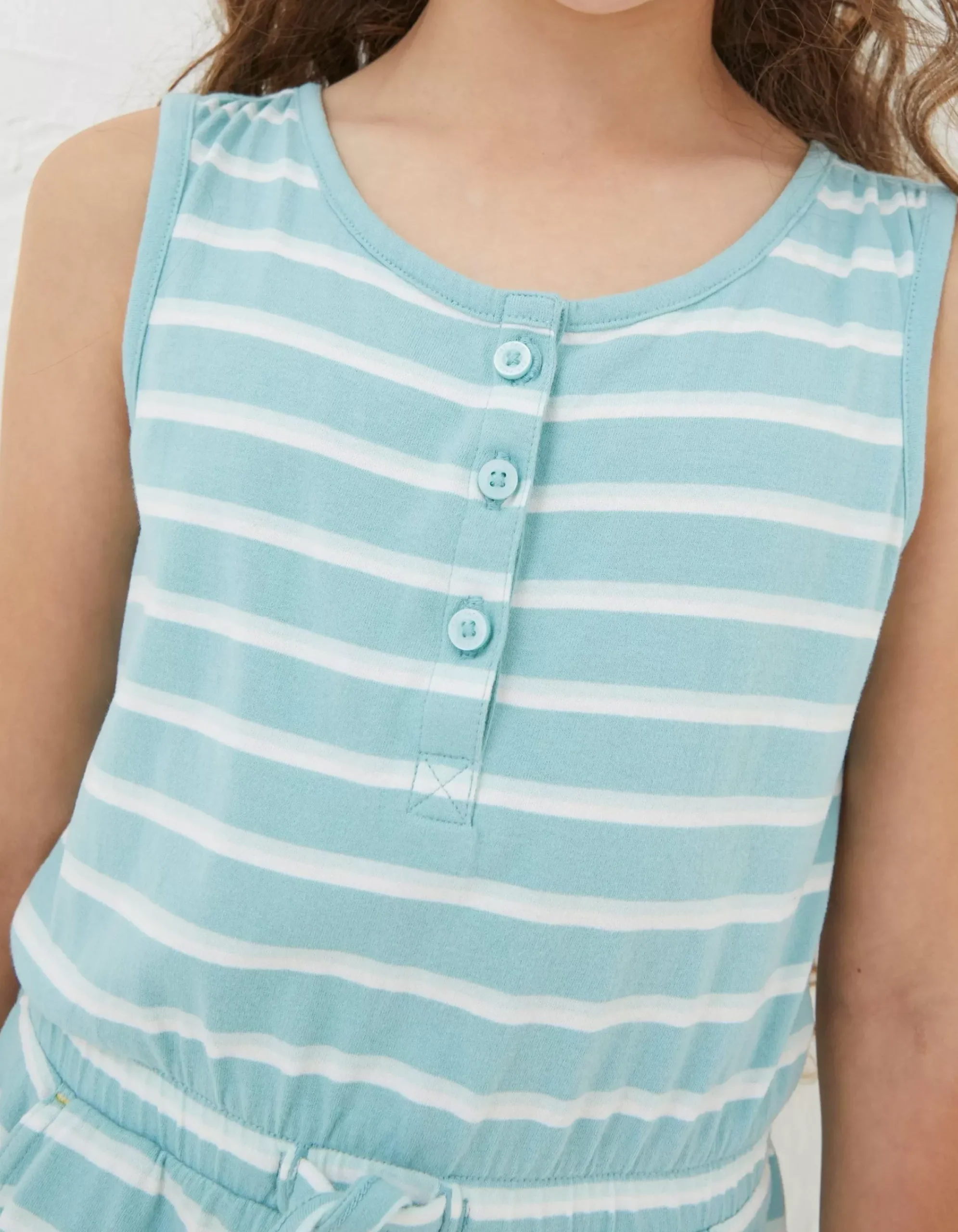 FatFace Sophia Stripe Playsuit Aqua Blue Hot