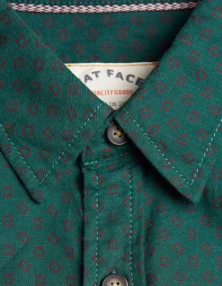 FatFace Square Geo Print Shirt Emerald Green Sale