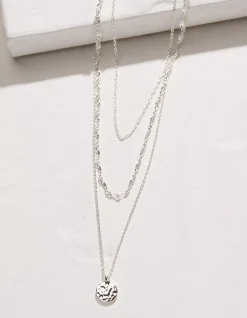 FatFace Stacked Necklace Silver New