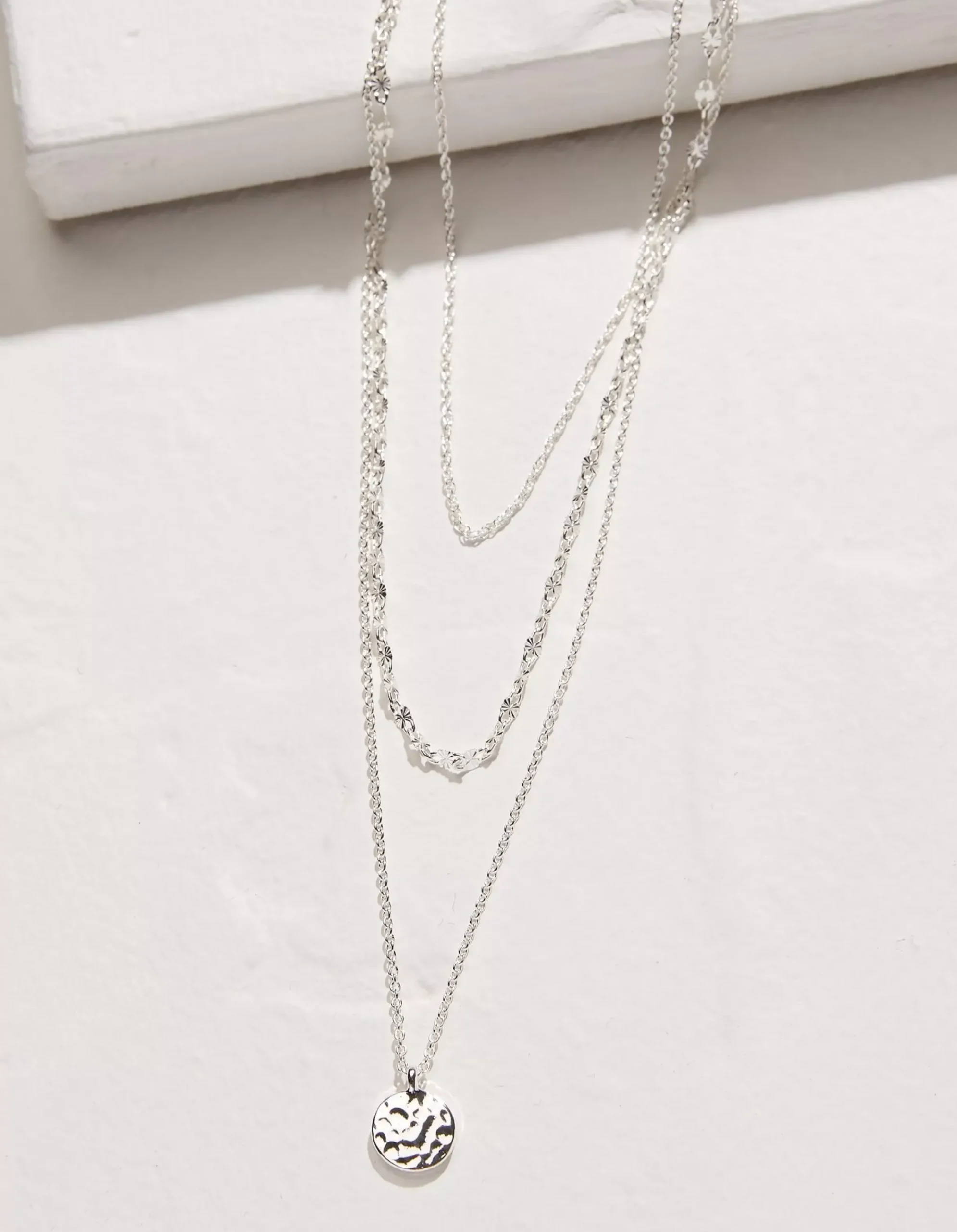 FatFace Stacked Necklace Silver New