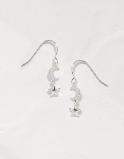 FatFace Star And Moon Charm Earrings Silver Outlet