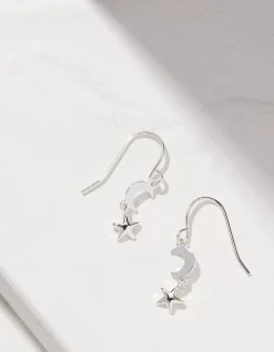 FatFace Star And Moon Charm Earrings Silver Outlet
