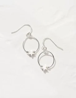 FatFace Star Drop Earrings Silver Outlet