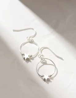 FatFace Star Drop Earrings Silver Outlet