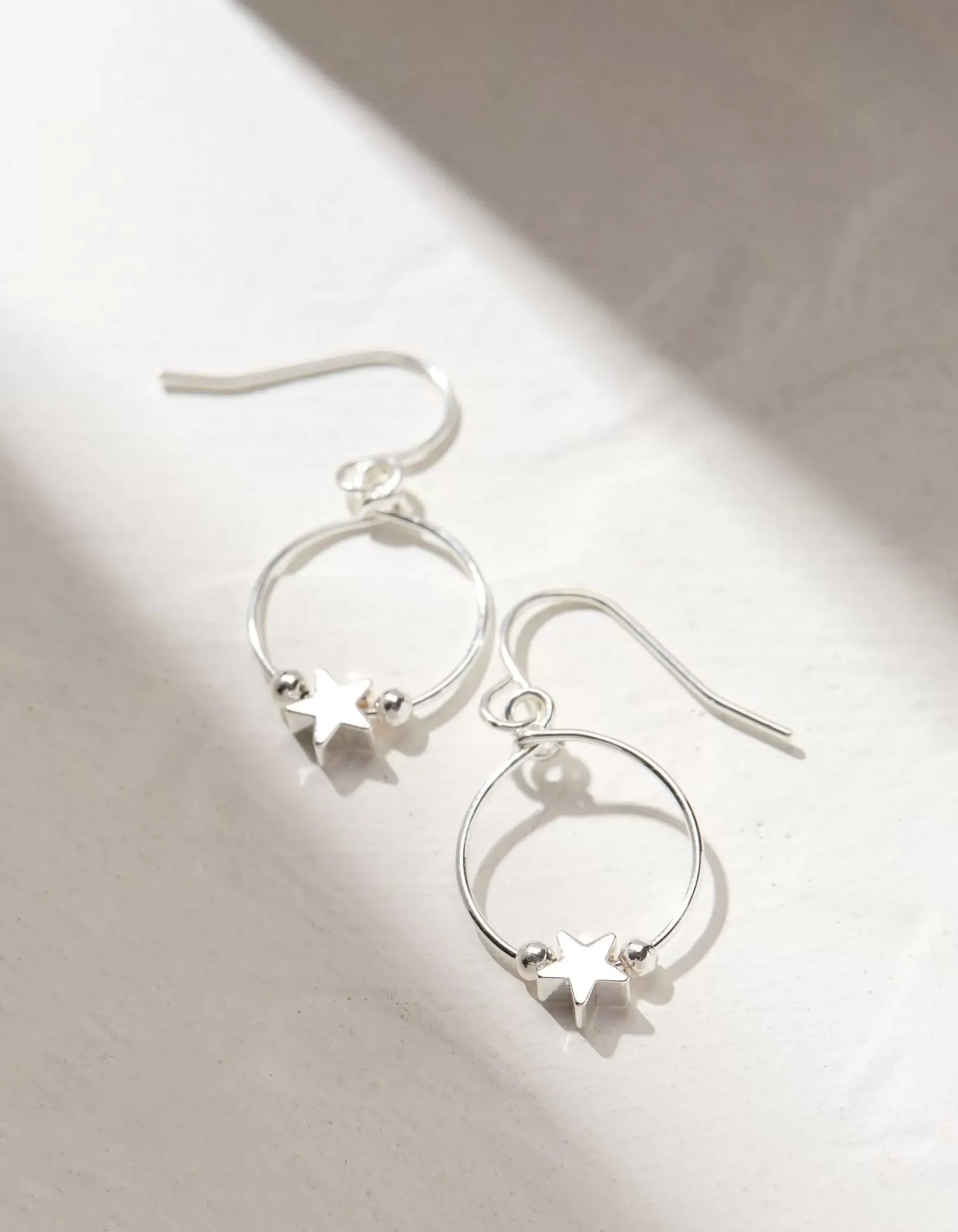 FatFace Star Drop Earrings Silver Outlet