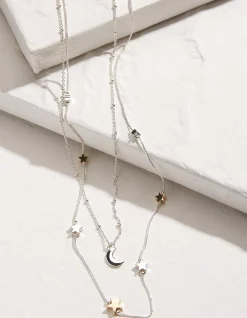 FatFace Star Layered Necklace Silver Clearance