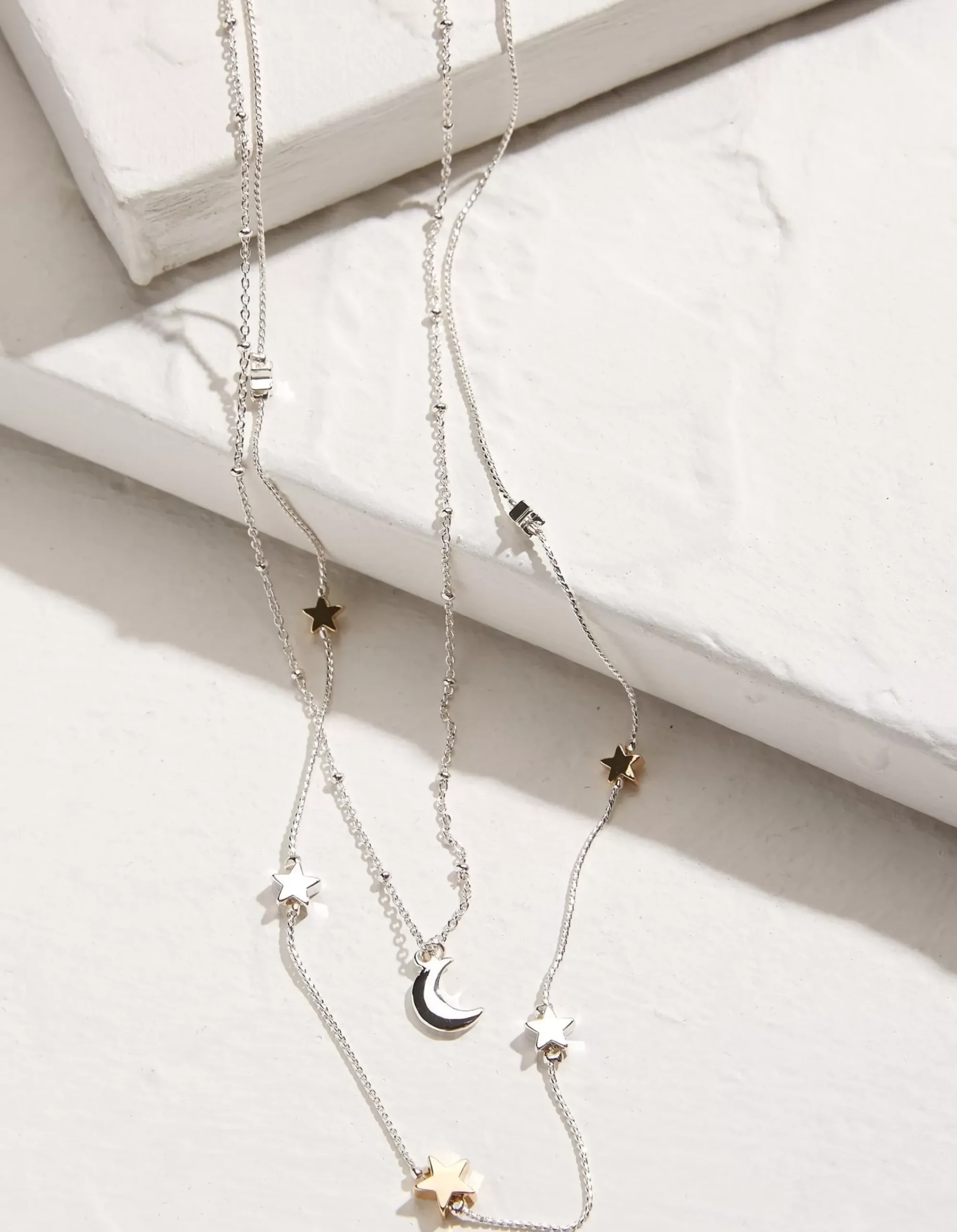 FatFace Star Layered Necklace Silver Clearance