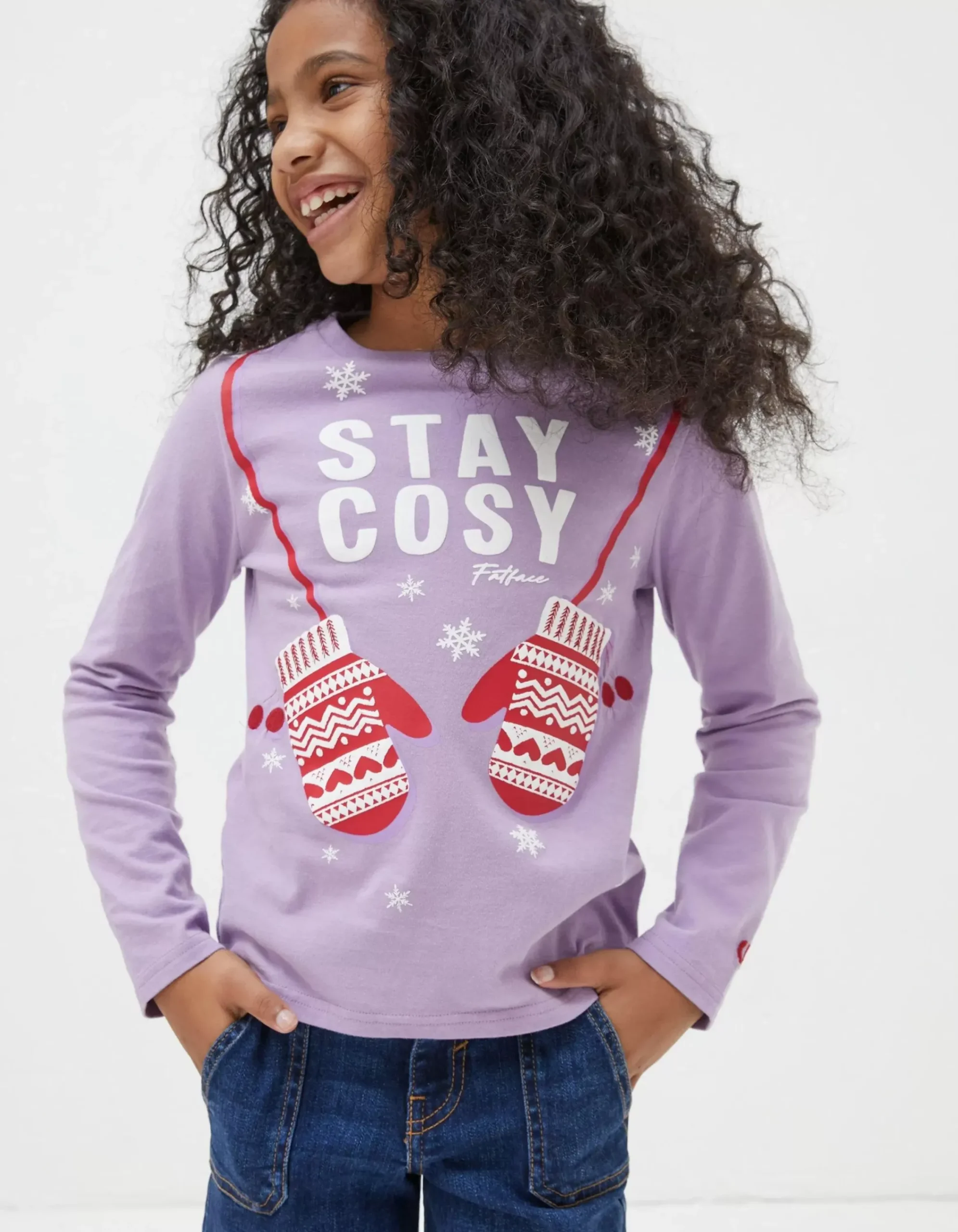 FatFace Stay Cosy T-Shirt Lilac Discount