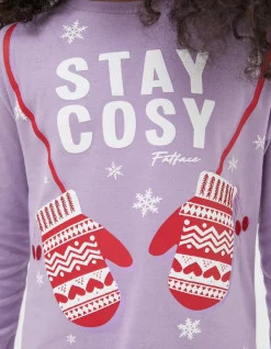 FatFace Stay Cosy T-Shirt Lilac Discount