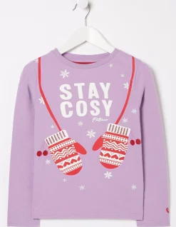FatFace Stay Cosy T-Shirt Lilac Discount