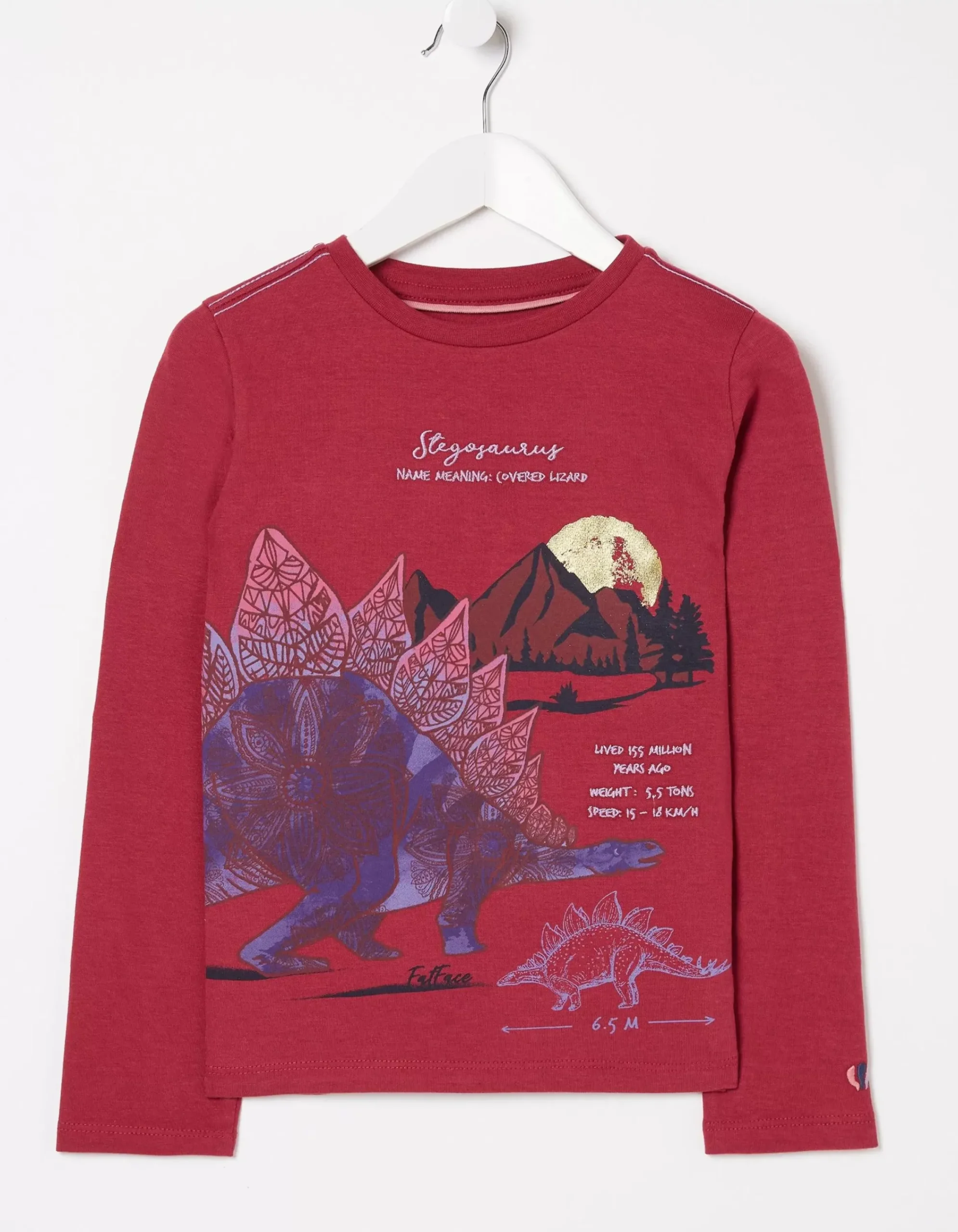 FatFace Stegosaurus Graphic T Shirt Berry Pink Sale