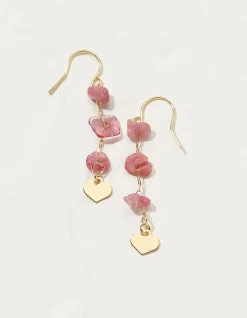 FatFace Stone And Heart Earrings Pink Outlet