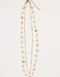 FatFace Stone Layered Necklace Pink Hot