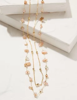 FatFace Stone Layered Necklace Pink Hot