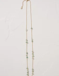 FatFace Stone Long Necklace Green Best